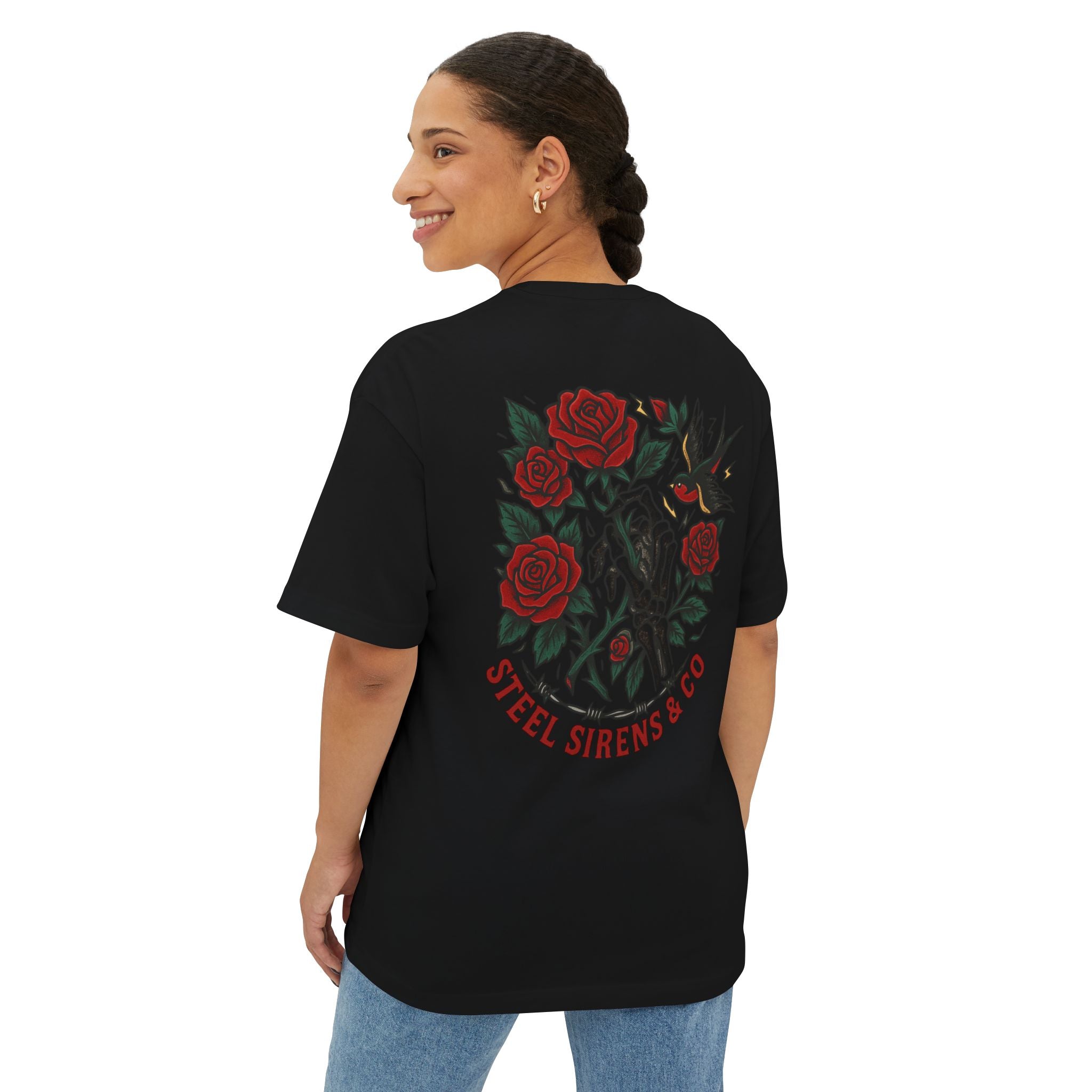 Skull Rose Unisex Oversized Boxy Tee