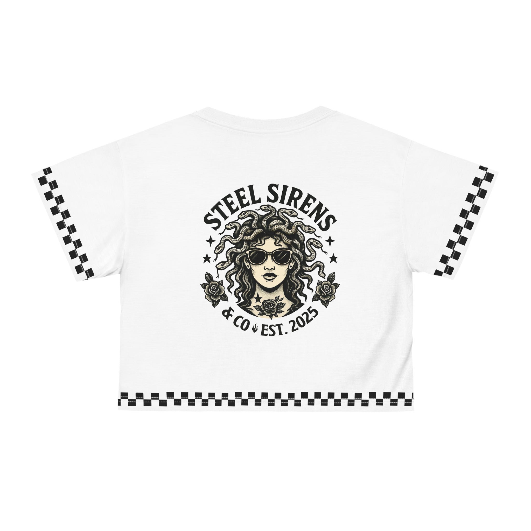 Checkered Medusa Cropped Tee