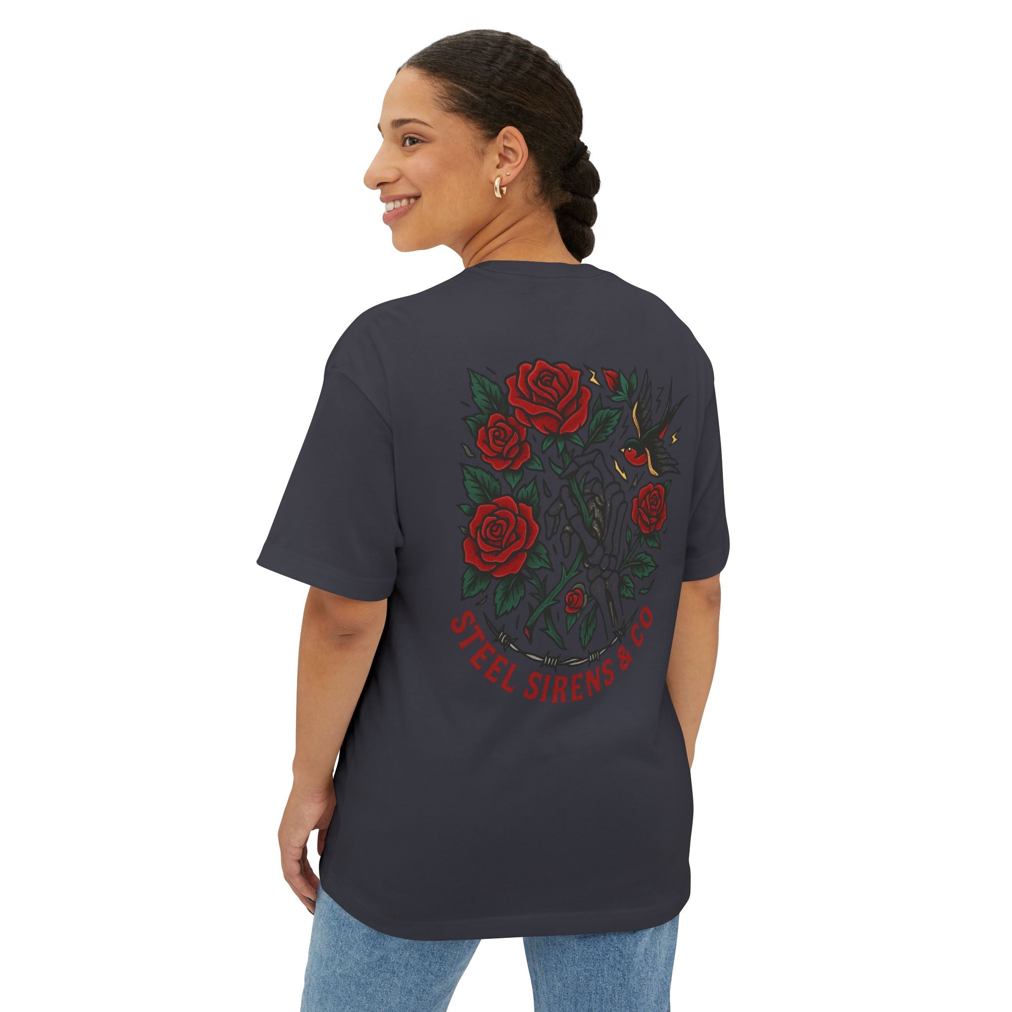 Skull Rose Unisex Oversized Boxy Tee