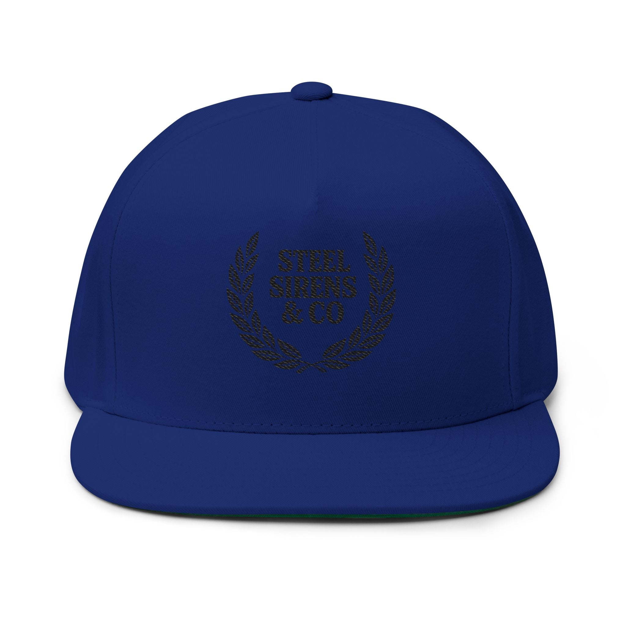 Flat Bill Cap — 'Steel Sirens & Co' Embroidered Laurel Snapback