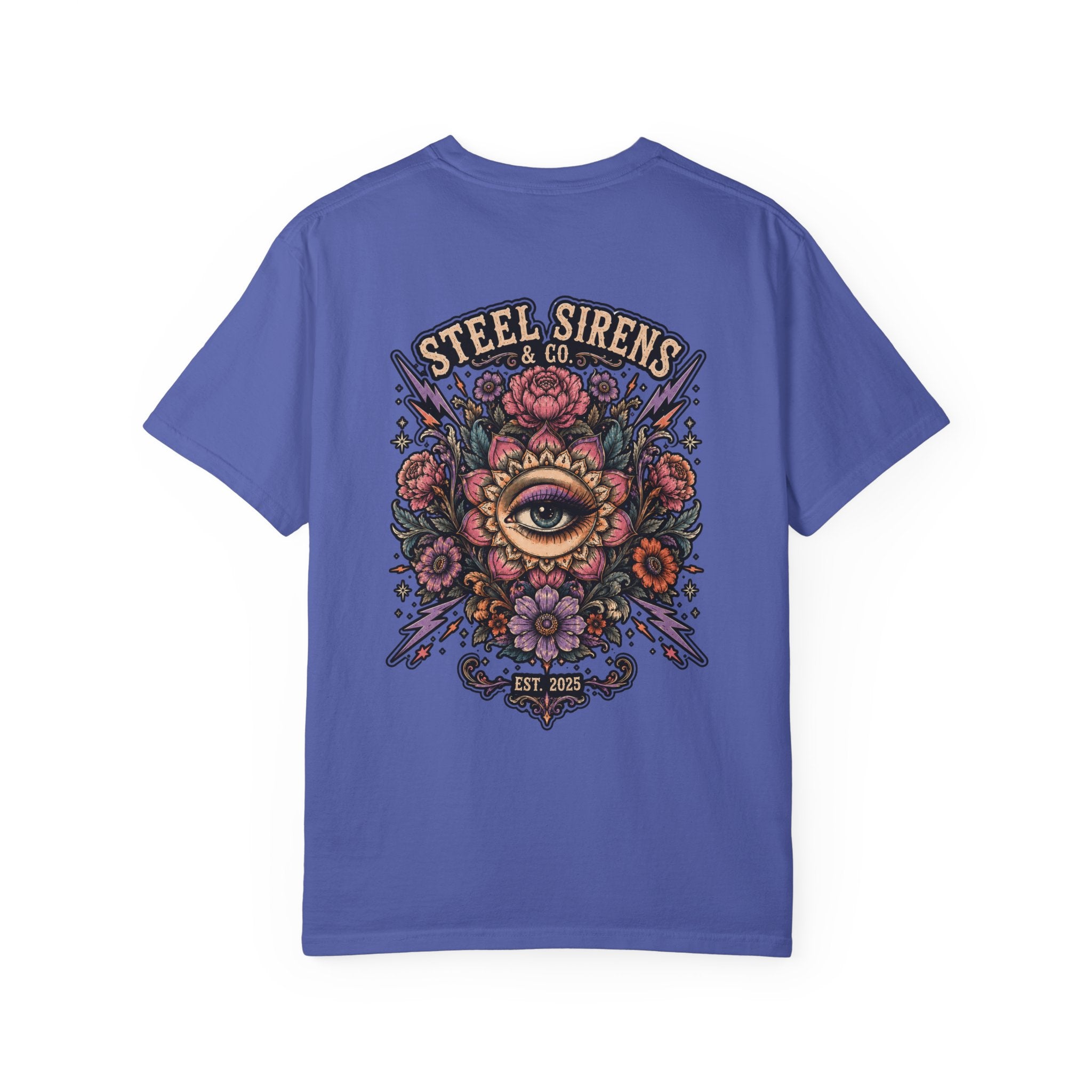 Steel Sirens Tee — Vintage Floral All-Seeing Eye Graphic T-Shirt