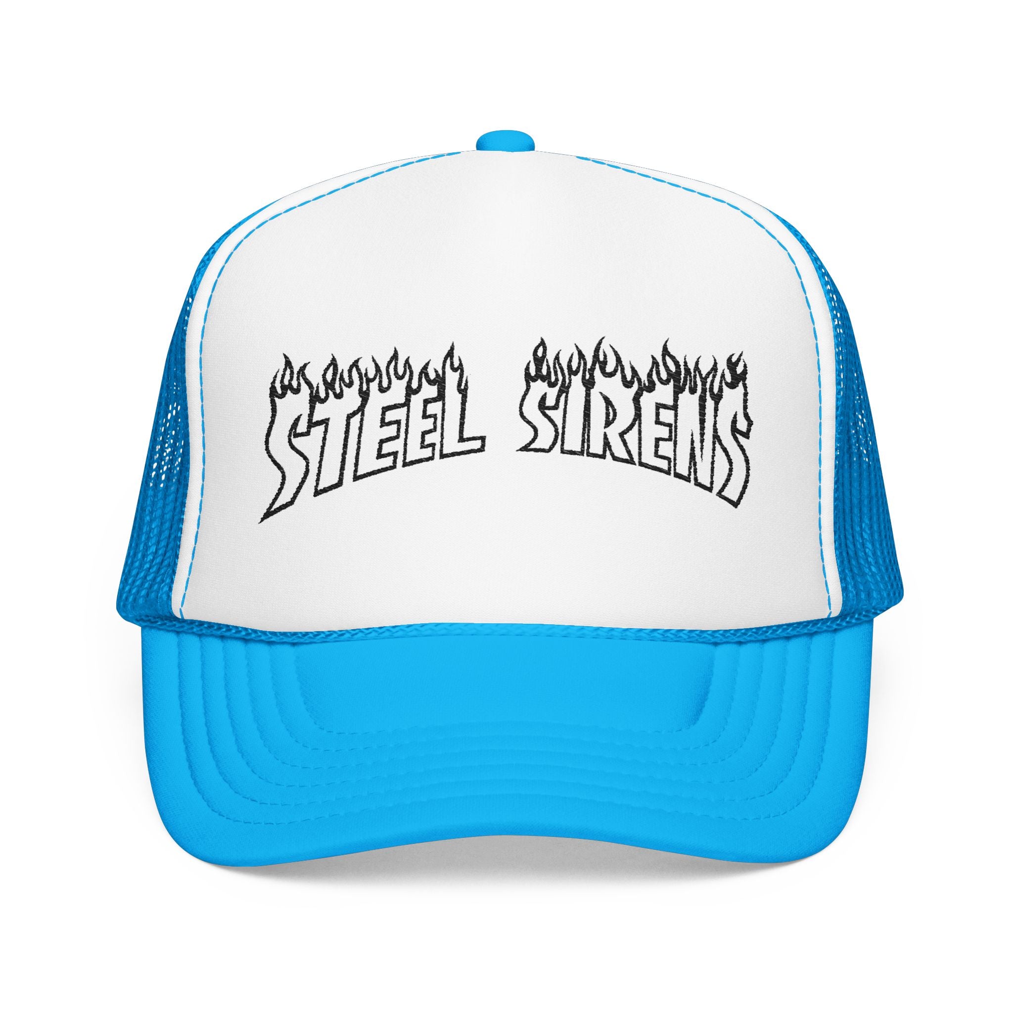 Flaming Steel Sirens Embroidered Trucker Hat