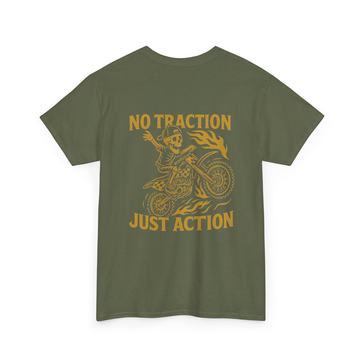 No Traction Just Action Adult Tee