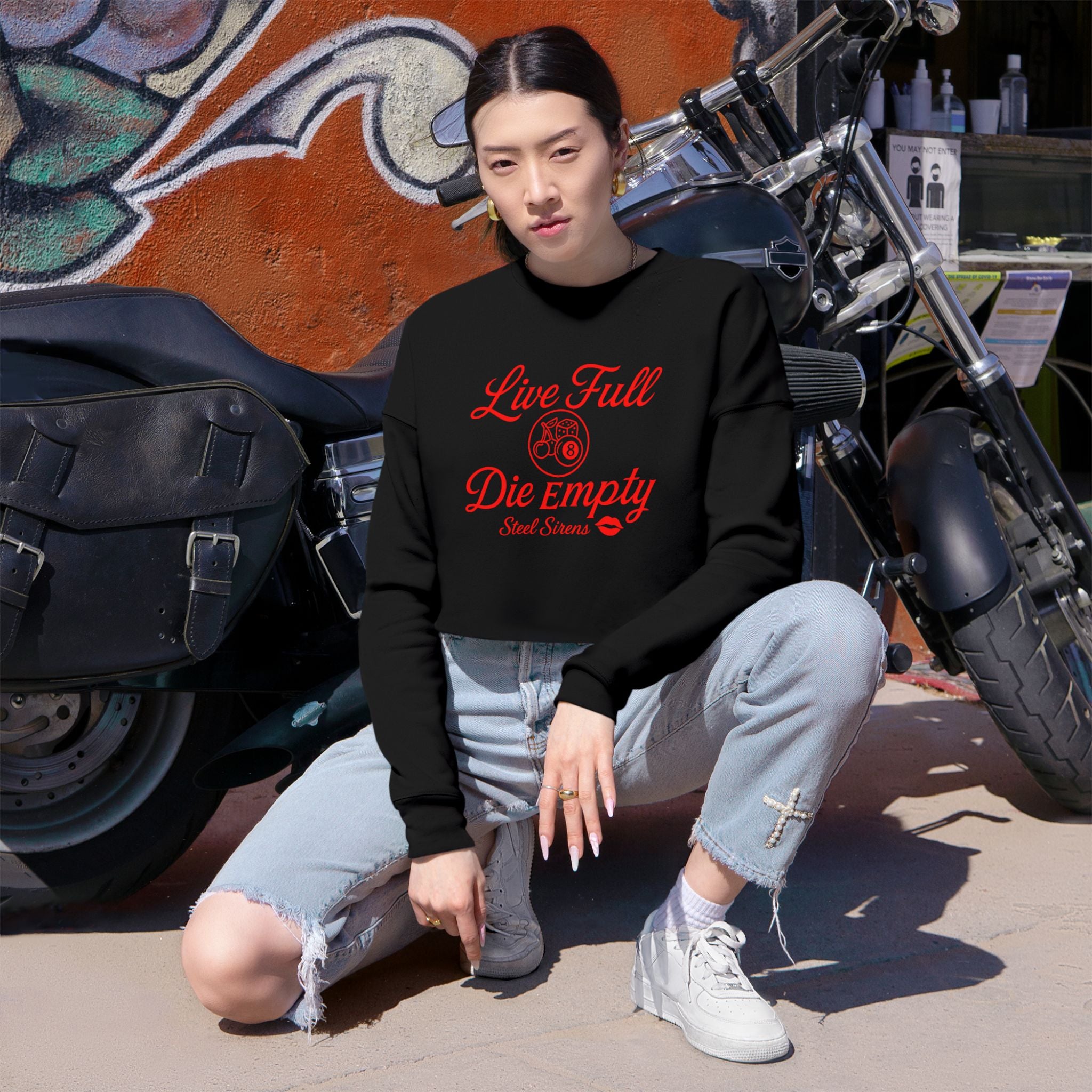 Live Full, Die Empty Cropped Crewneck