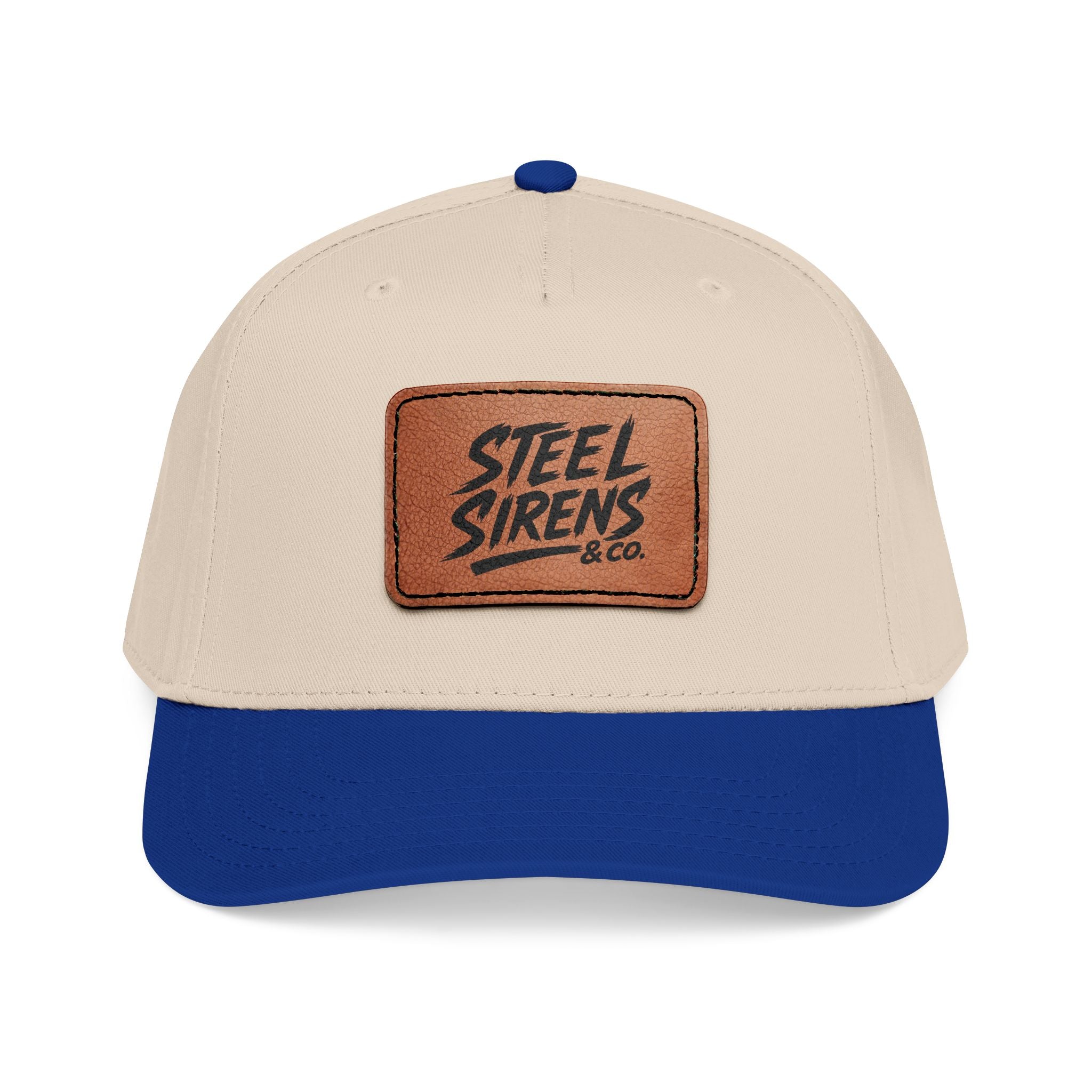 Leather Patch Baseball Cap — "Steel Sirens" Retro Logo