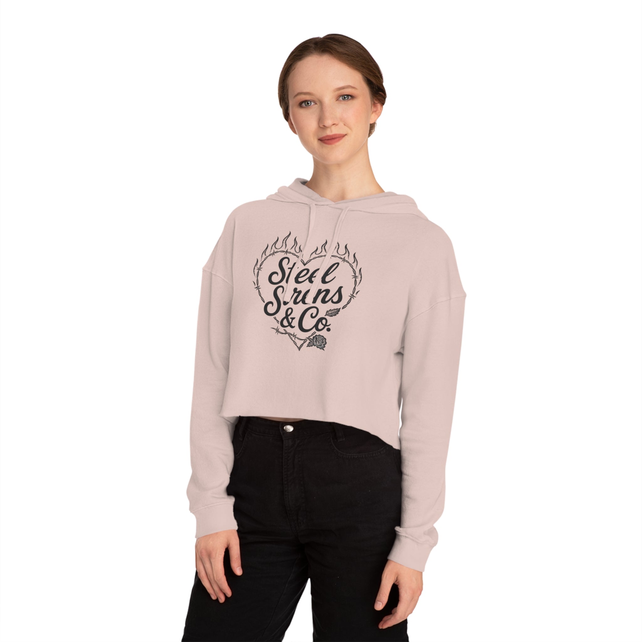 Cropped Hoodie — Steel Sirens & Co. Heart Flame Graphic