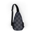 Checkered Chest Sling Bag with 'Steel Strong' Script – Urban Crossbody Backpack