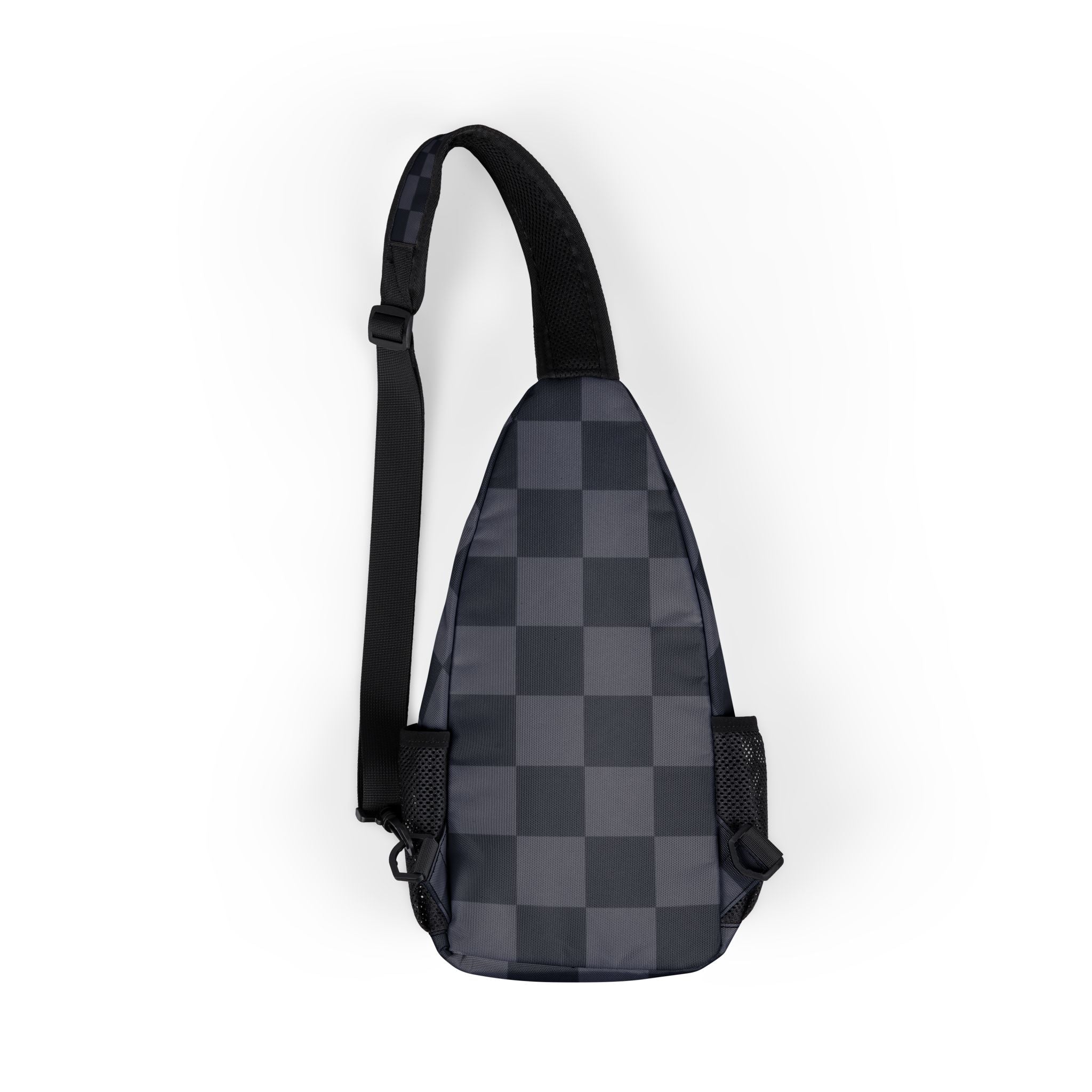 Checkered Chest Sling Bag with 'Steel Strong' Script – Urban Crossbody Backpack