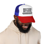 Trucker Hat — "Built to Rise Not to Rival" Vintage Patch Mesh Cap