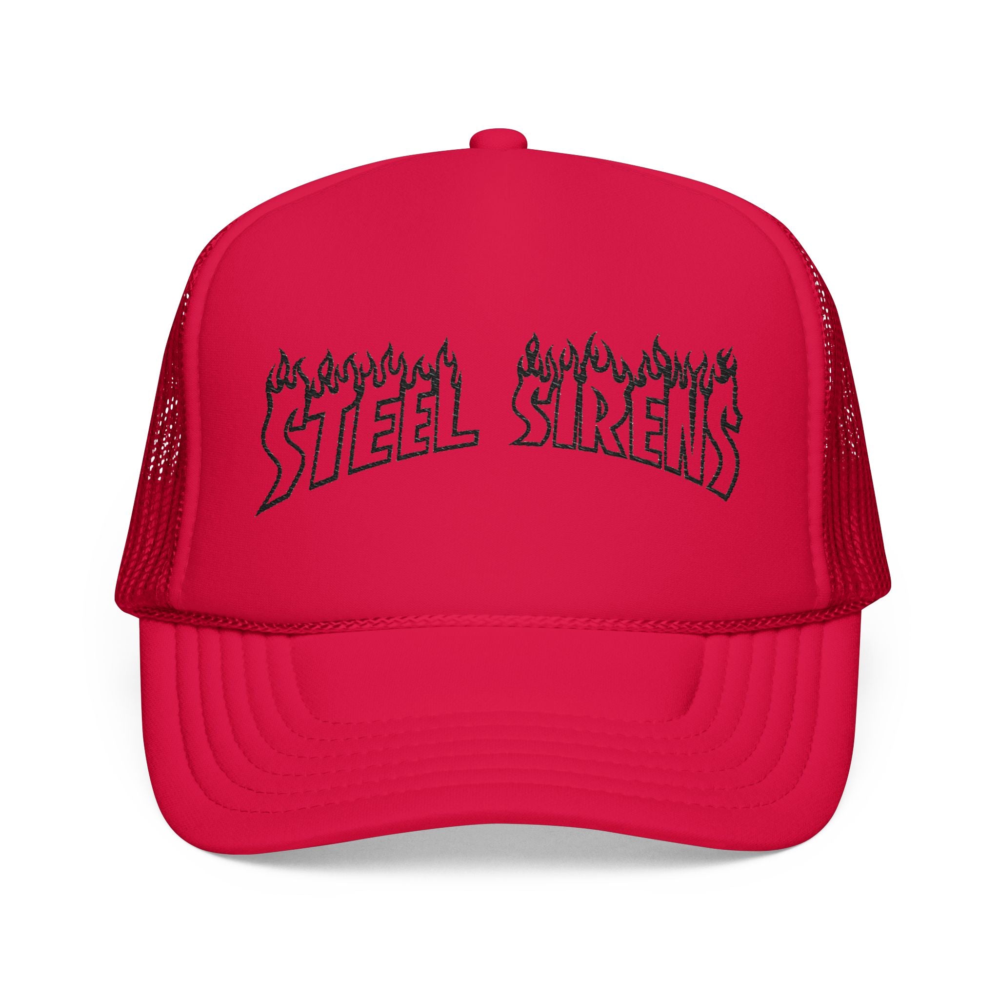 Flaming Steel Sirens Embroidered Trucker Hat