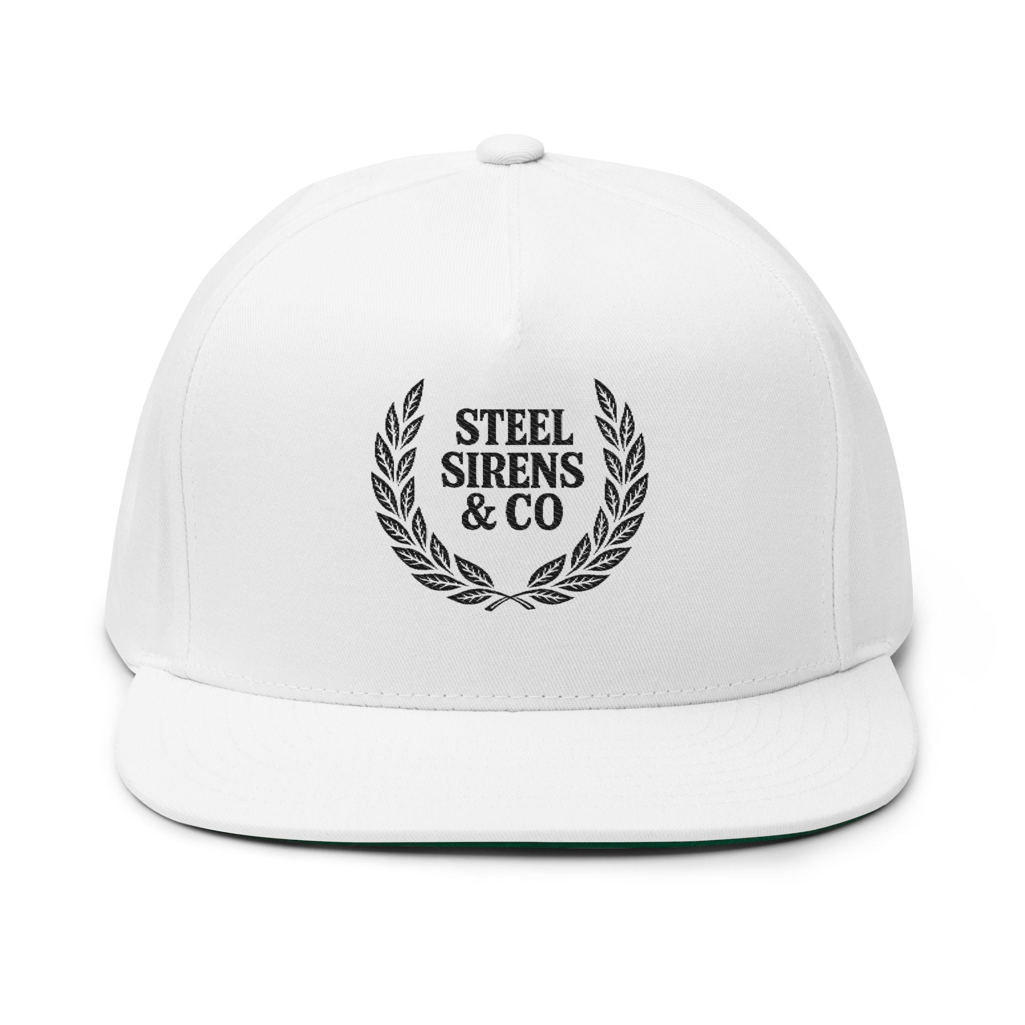 Flat Bill Cap — 'Steel Sirens & Co' Embroidered Laurel Snapback