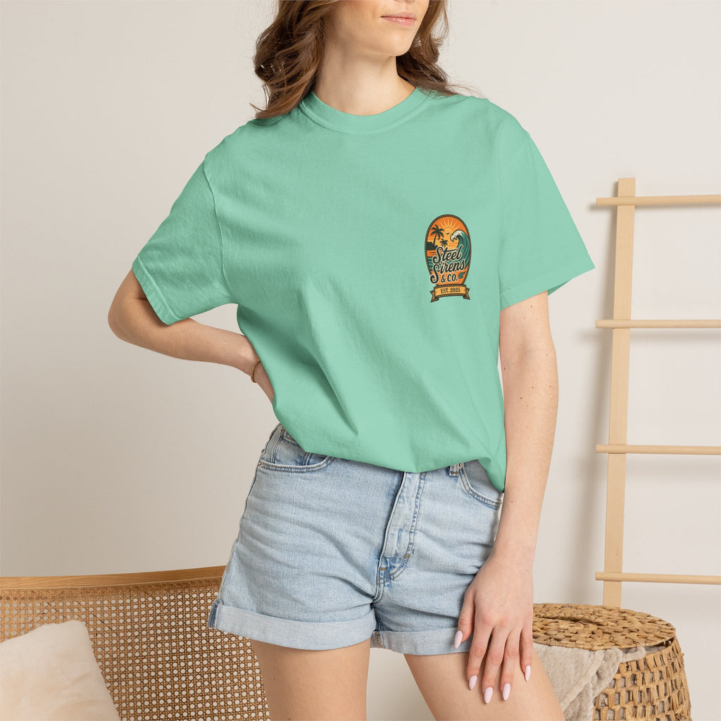 Steel Sirens Garment-Dyed T-shirt, Vintage Style Tee, Beach Apparel, Unisex Graphic Shirt, Casual Summer Wear