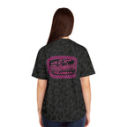 Women's Leopard Print Baseball Jersey - Black All-Over Pattern