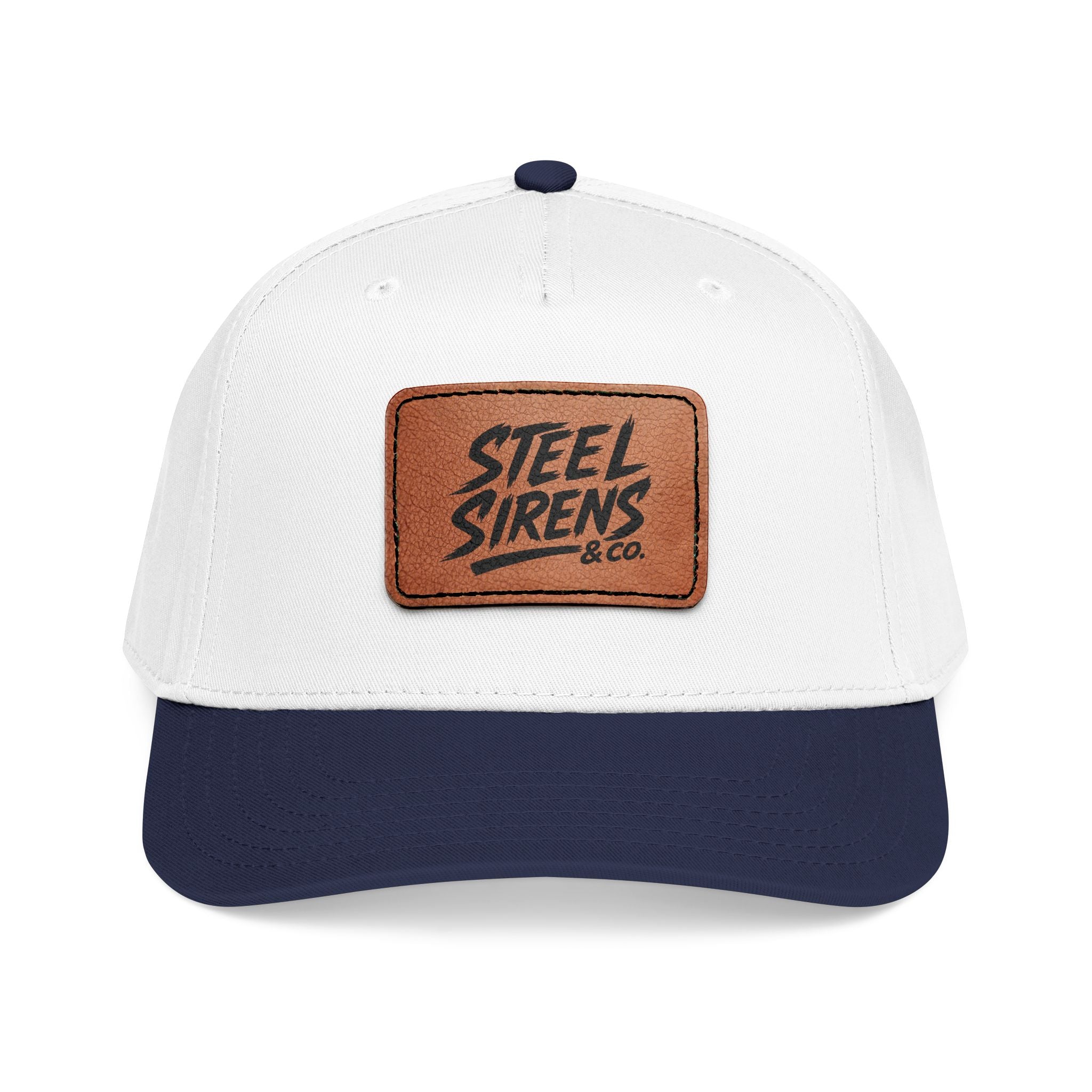 Leather Patch Baseball Cap — "Steel Sirens" Retro Logo