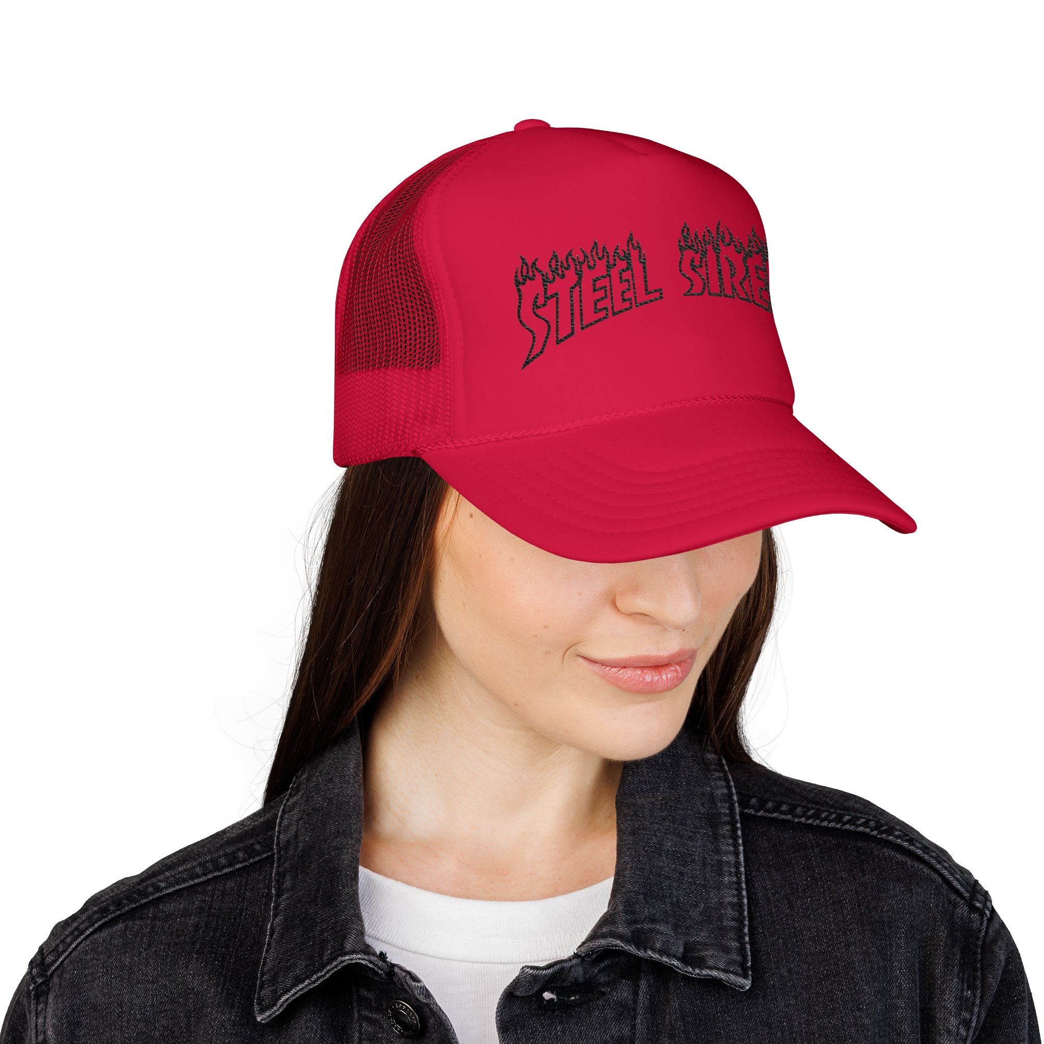 Flaming Steel Sirens Embroidered Trucker Hat