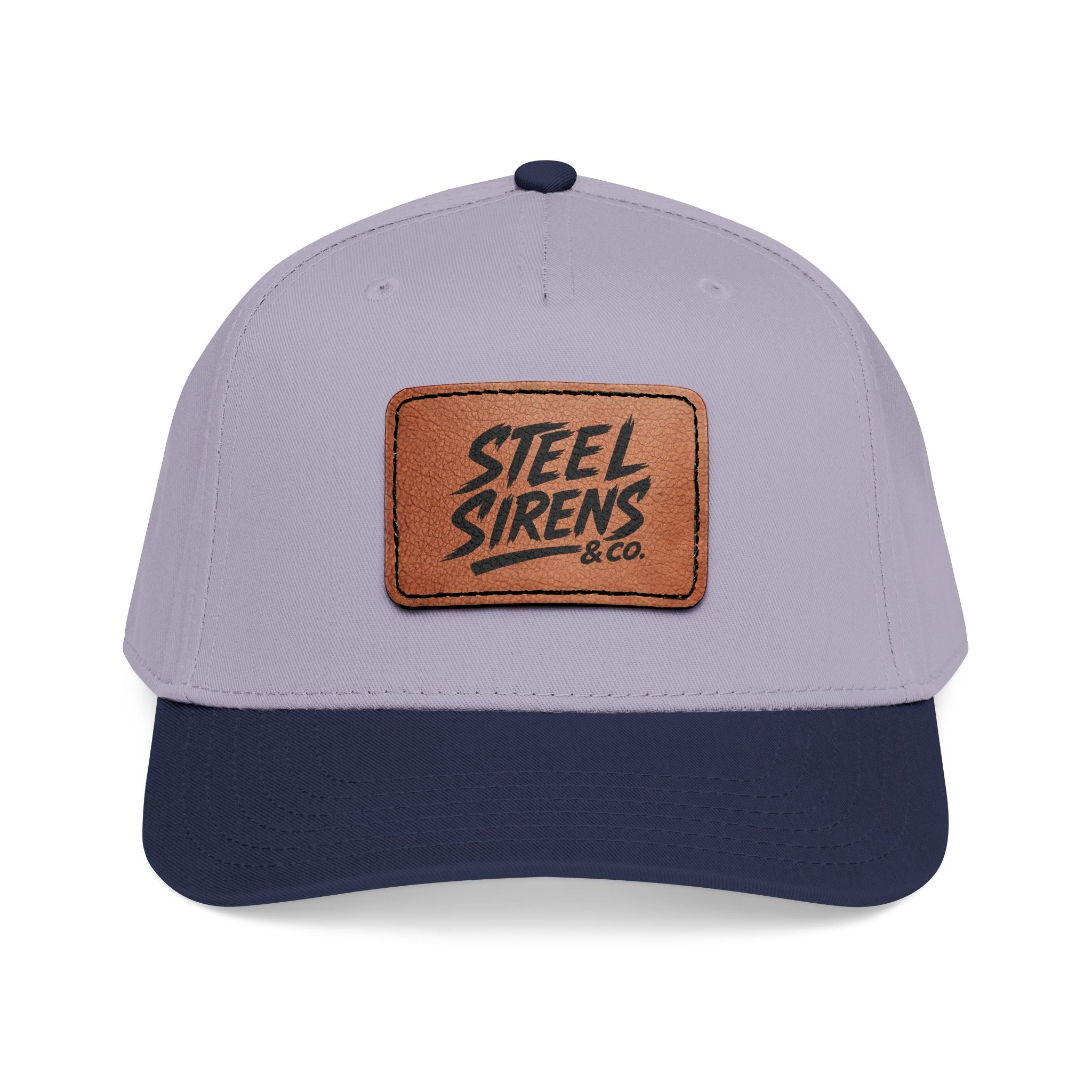 Leather Patch Baseball Cap — "Steel Sirens" Retro Logo