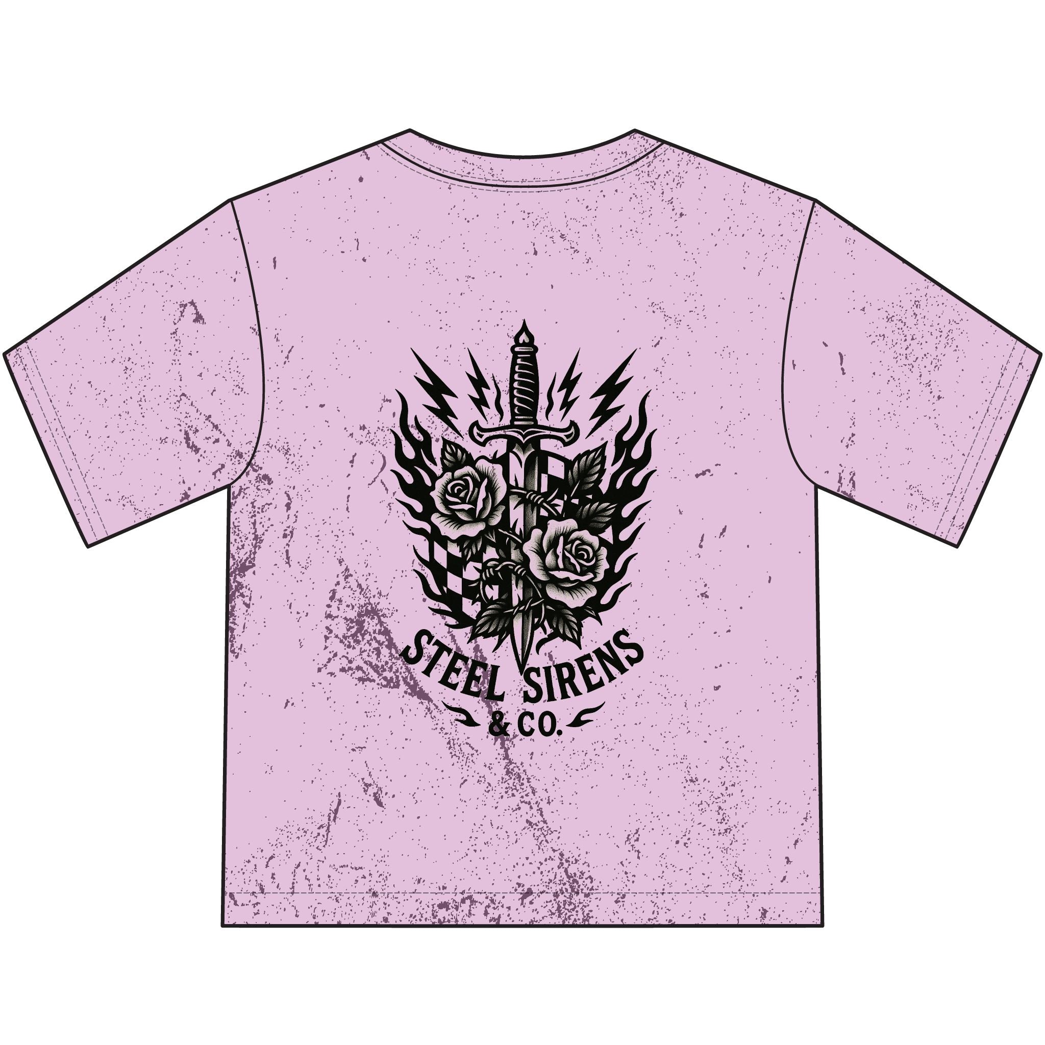 Steel Sirens Youth T‑Shirt — Vintage Dagger & Roses Graphic Tee
