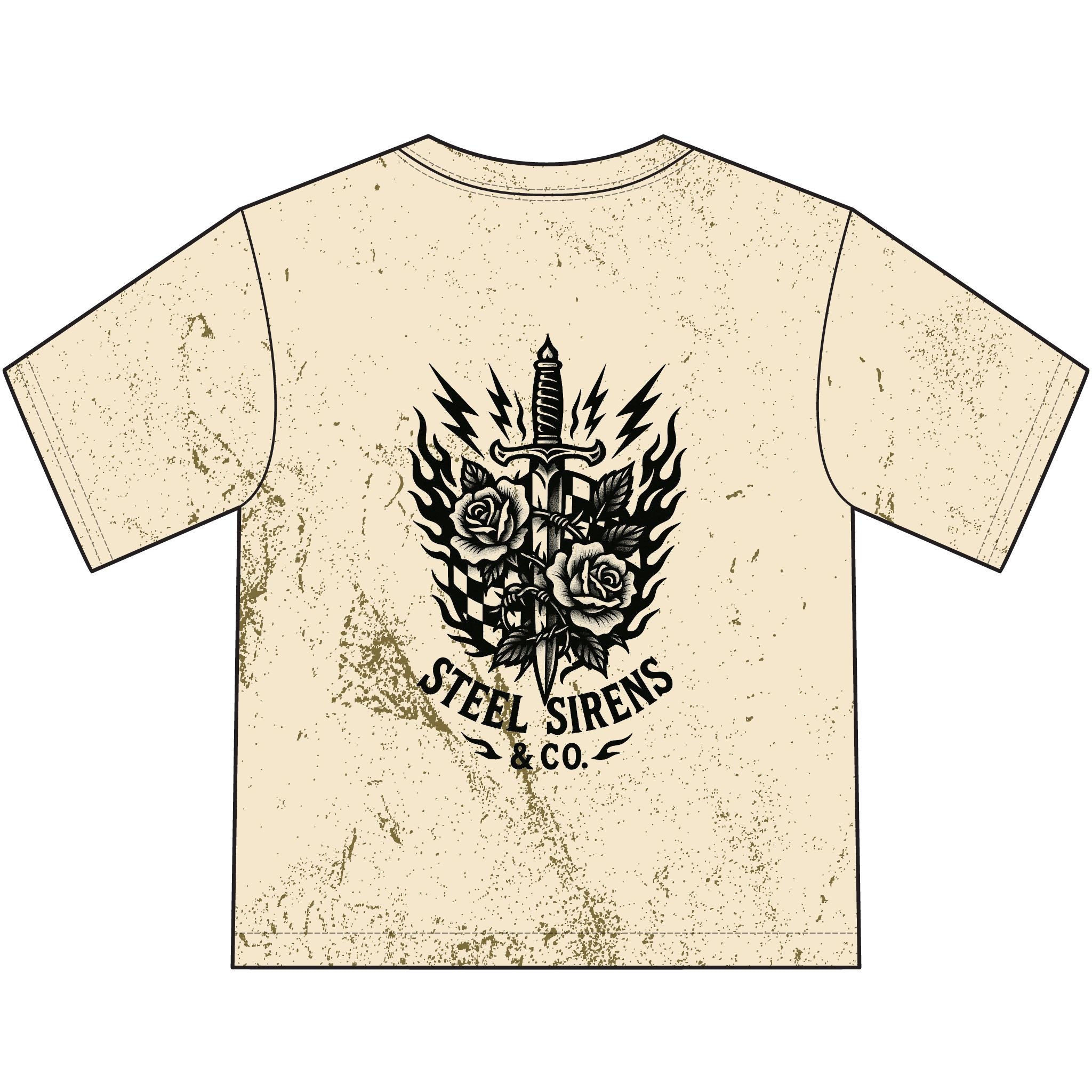 Steel Sirens Youth T‑Shirt — Vintage Dagger & Roses Graphic Tee