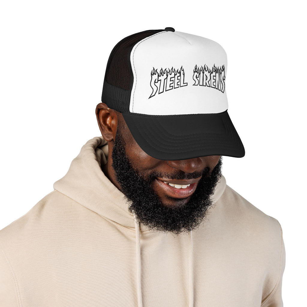 Flaming Steel Sirens Embroidered Trucker Hat