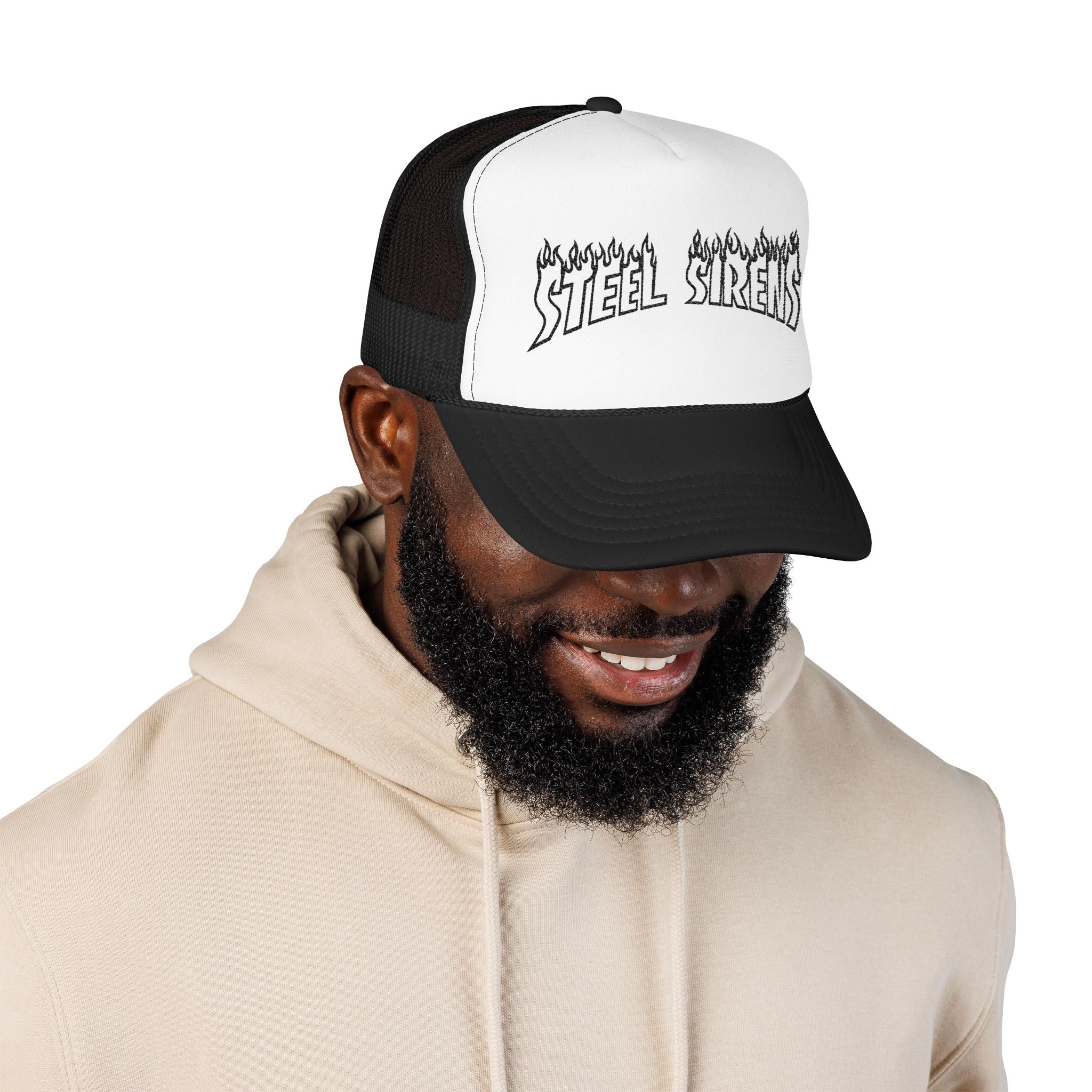 Flaming Steel Sirens Embroidered Trucker Hat