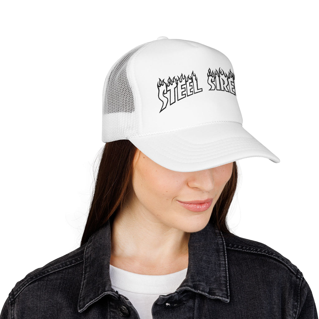 Flaming Steel Sirens Embroidered Trucker Hat