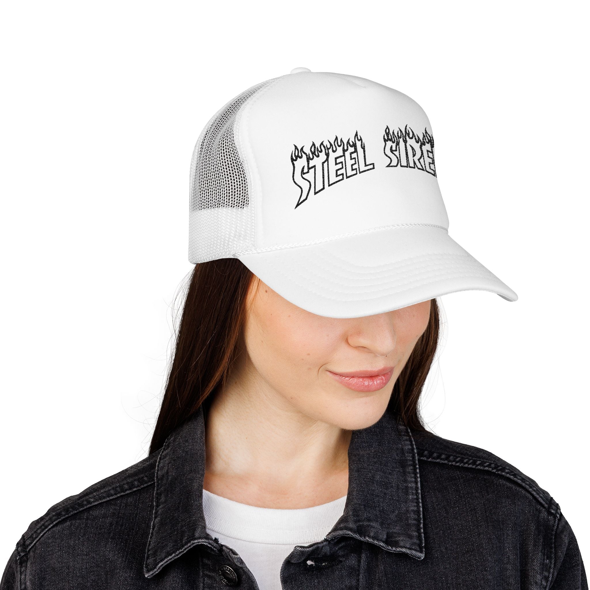 Flaming Steel Sirens Embroidered Trucker Hat