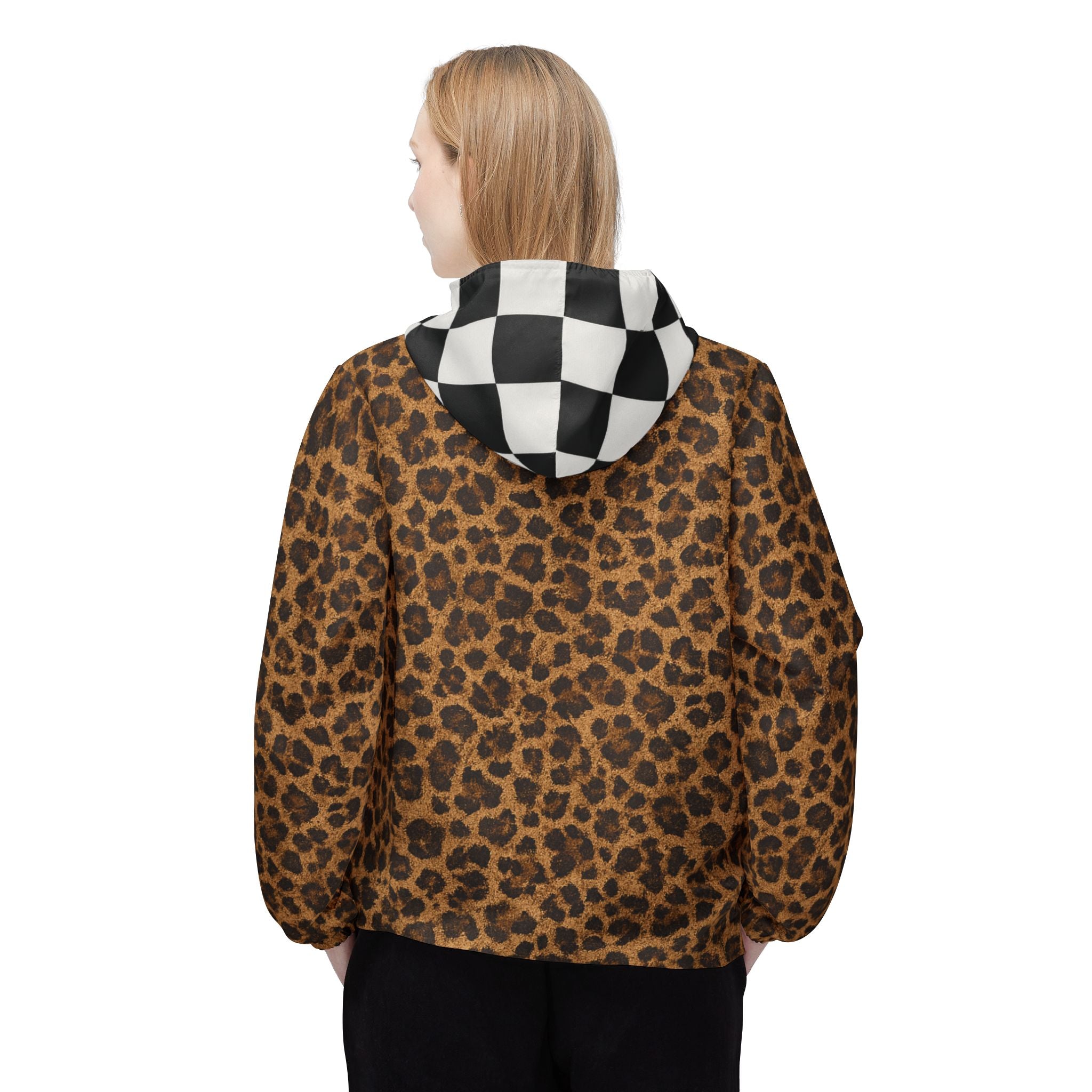 Leopard & Checkerboard Windbreaker Jacket