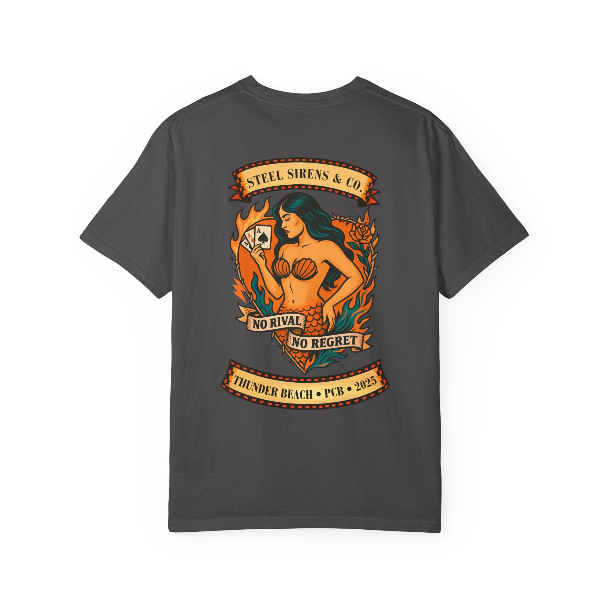 Steel Sirens Garment-Dyed T-shirt, Vintage Style Tee, Beach Apparel, Unisex Graphic Shirt, Casual Summer Wear