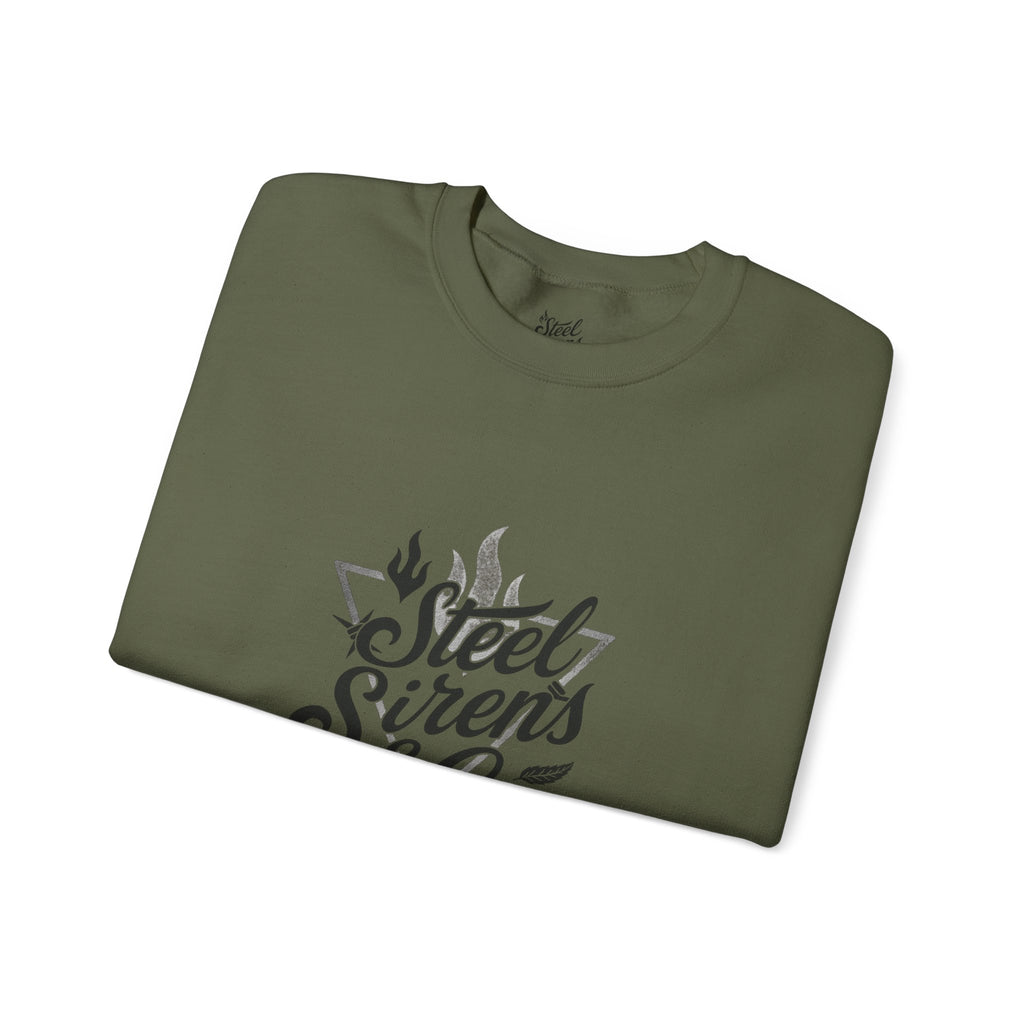 Crewneck Sweatshirt — "Steel Sirens & Co." Built to Rise Graphic