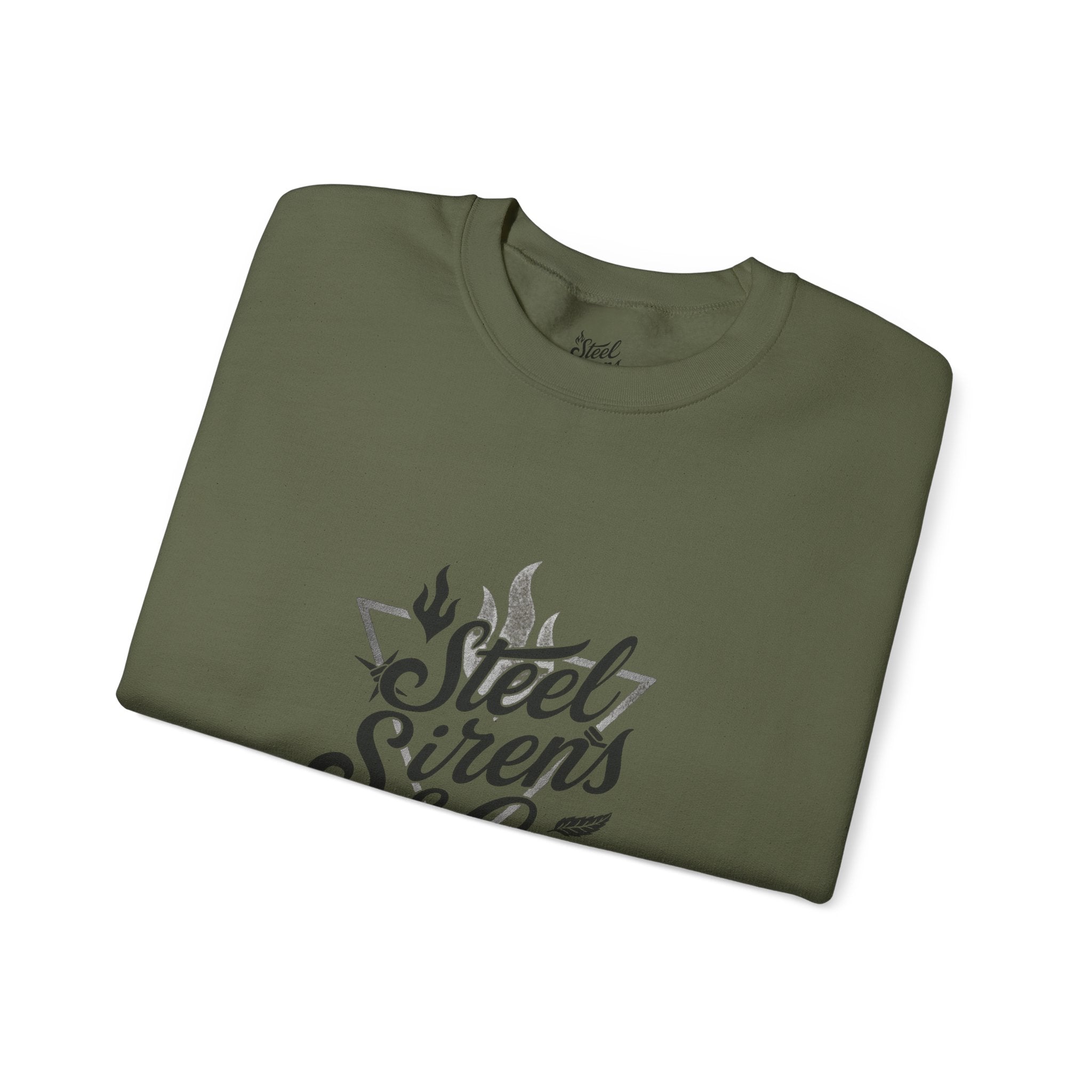Crewneck Sweatshirt — "Steel Sirens & Co." Built to Rise Graphic