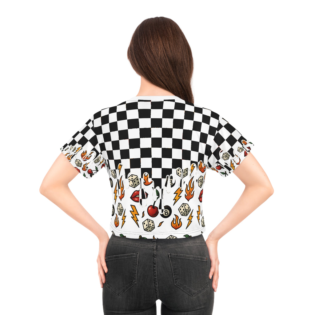 Women’s Checkered Chaos Crop Tee