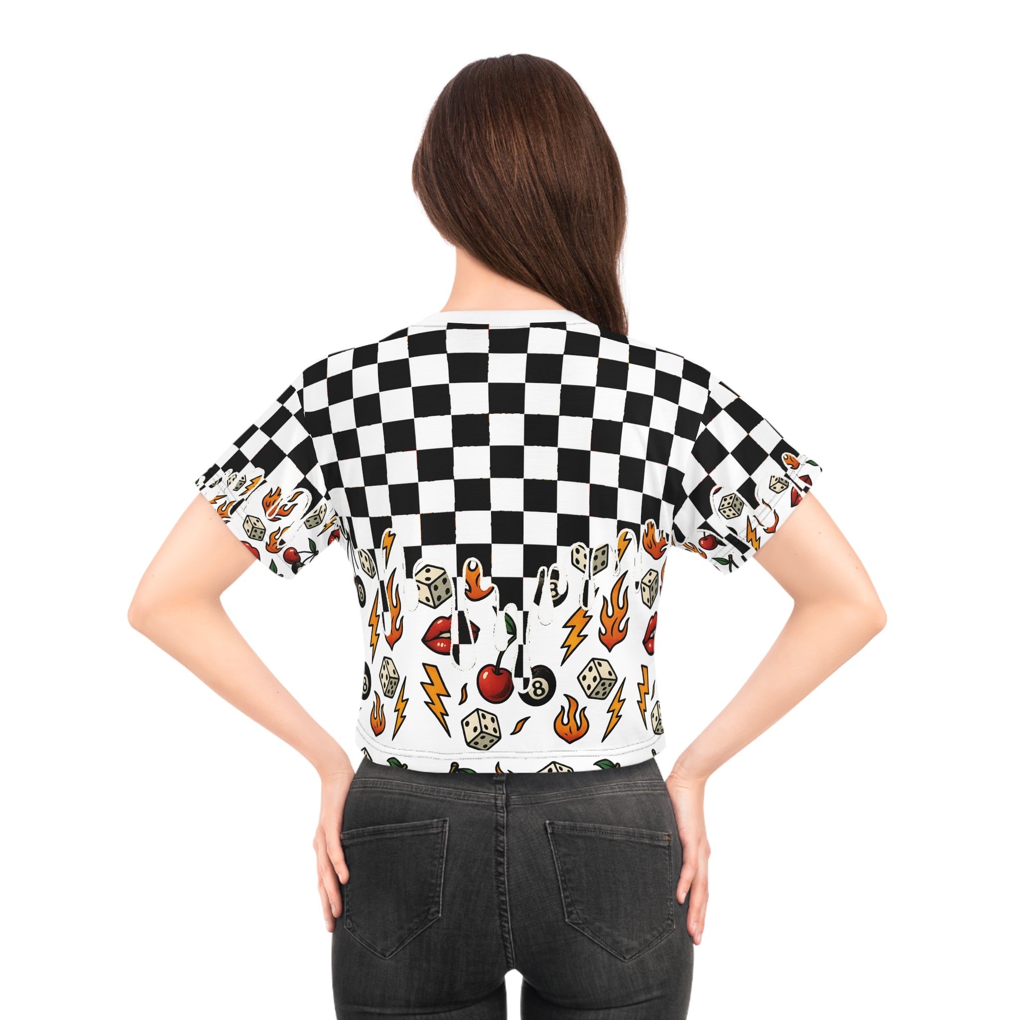 Women’s Checkered Chaos Crop Tee