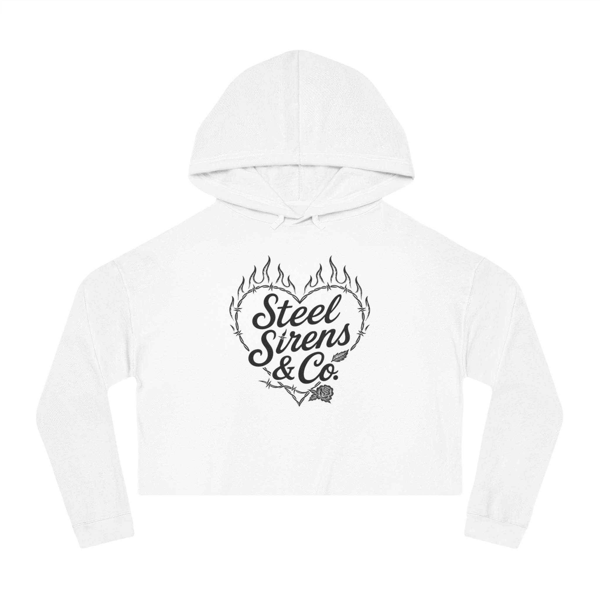Cropped Hoodie — Steel Sirens & Co. Heart Flame Graphic