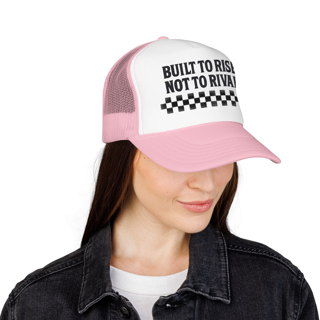 Trucker Hat — "Built to Rise Not to Rival" Vintage Patch Mesh Cap