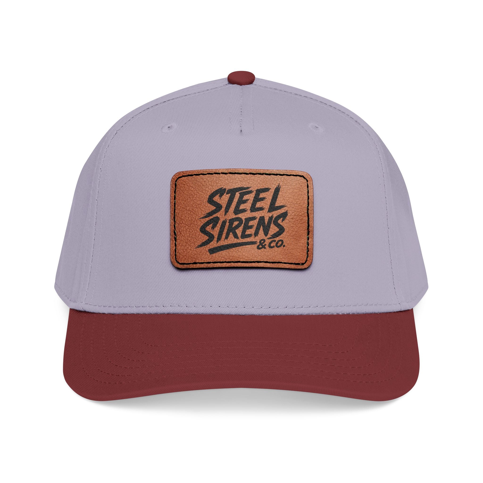 Leather Patch Baseball Cap — "Steel Sirens" Retro Logo