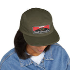 Steel Sirens & Co. Embroidered 5-Panel Cap — Khaki Vintage Patch Hat