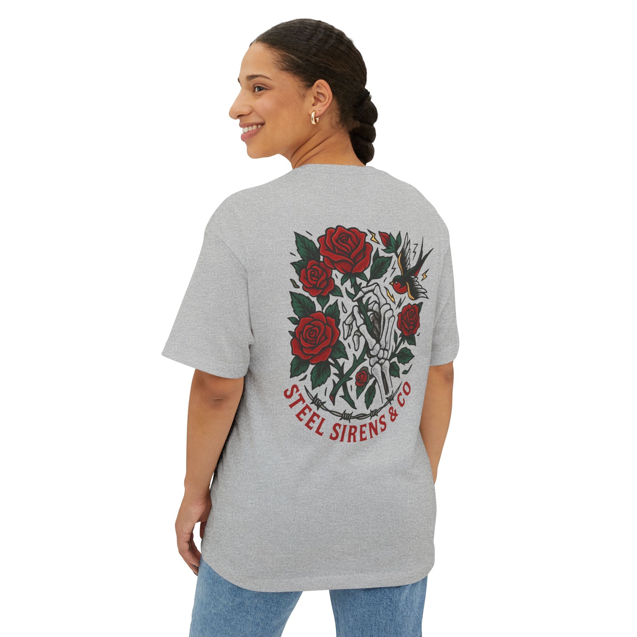 Skull Rose Unisex Oversized Boxy Tee