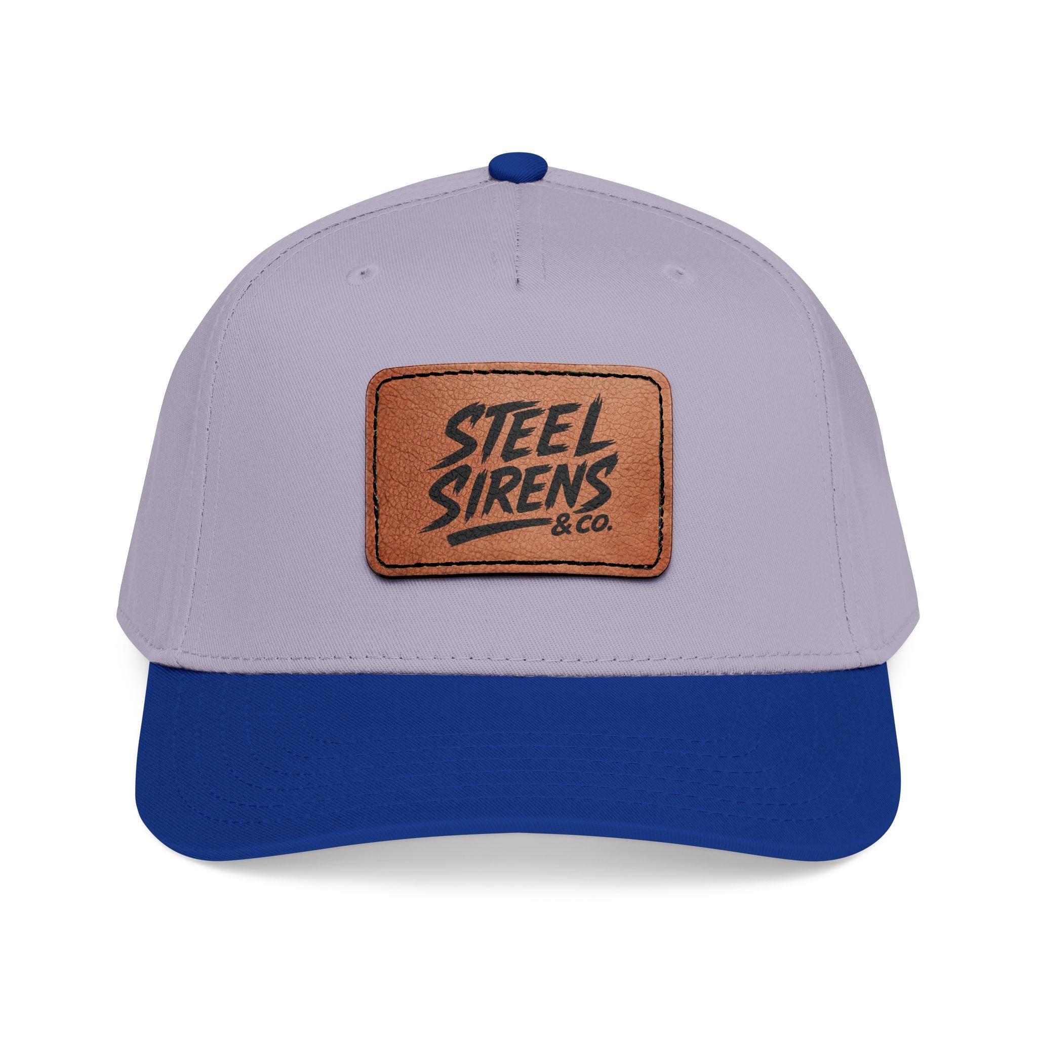 Leather Patch Baseball Cap — "Steel Sirens" Retro Logo