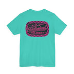 Motherhood Graphic Tee — 'Motherhood' Pink Checkerboard Logo T‑Shirt