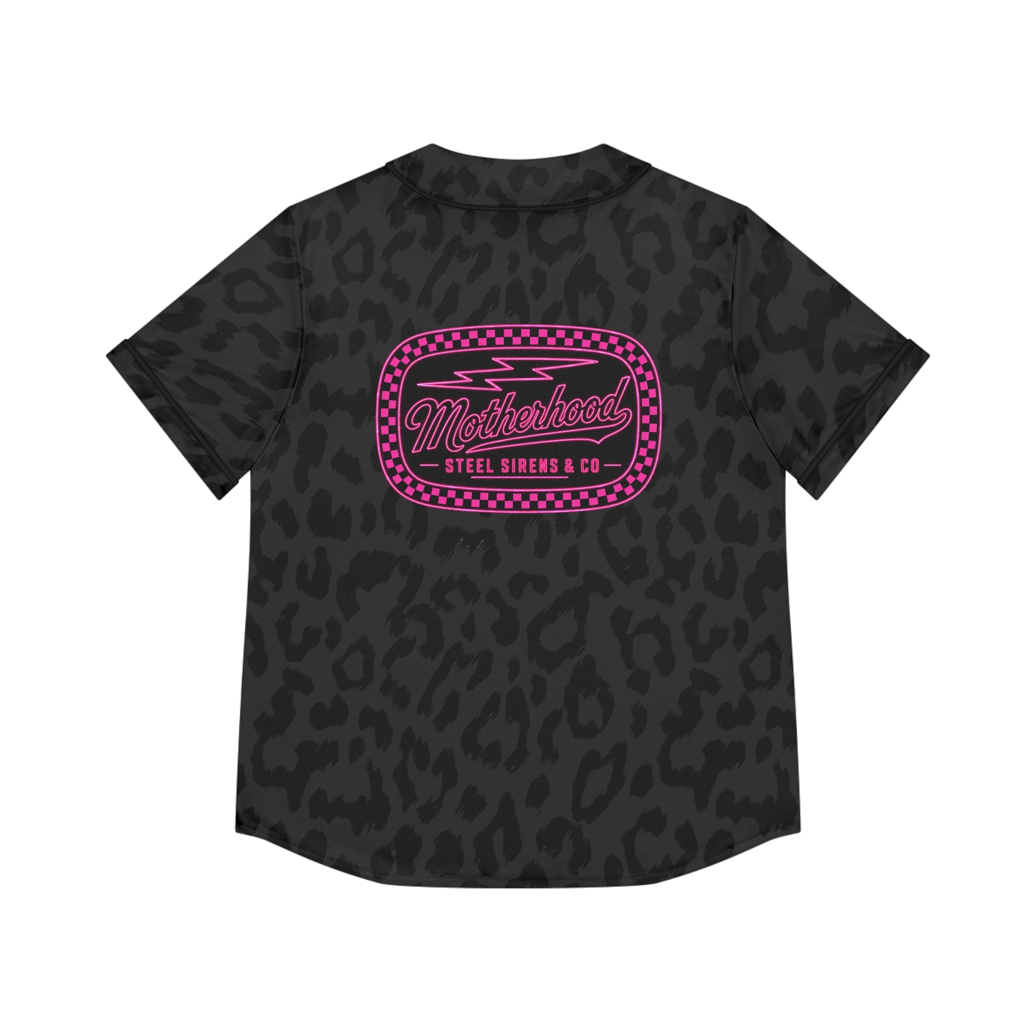 Women's Leopard Print Baseball Jersey - Black All-Over Pattern