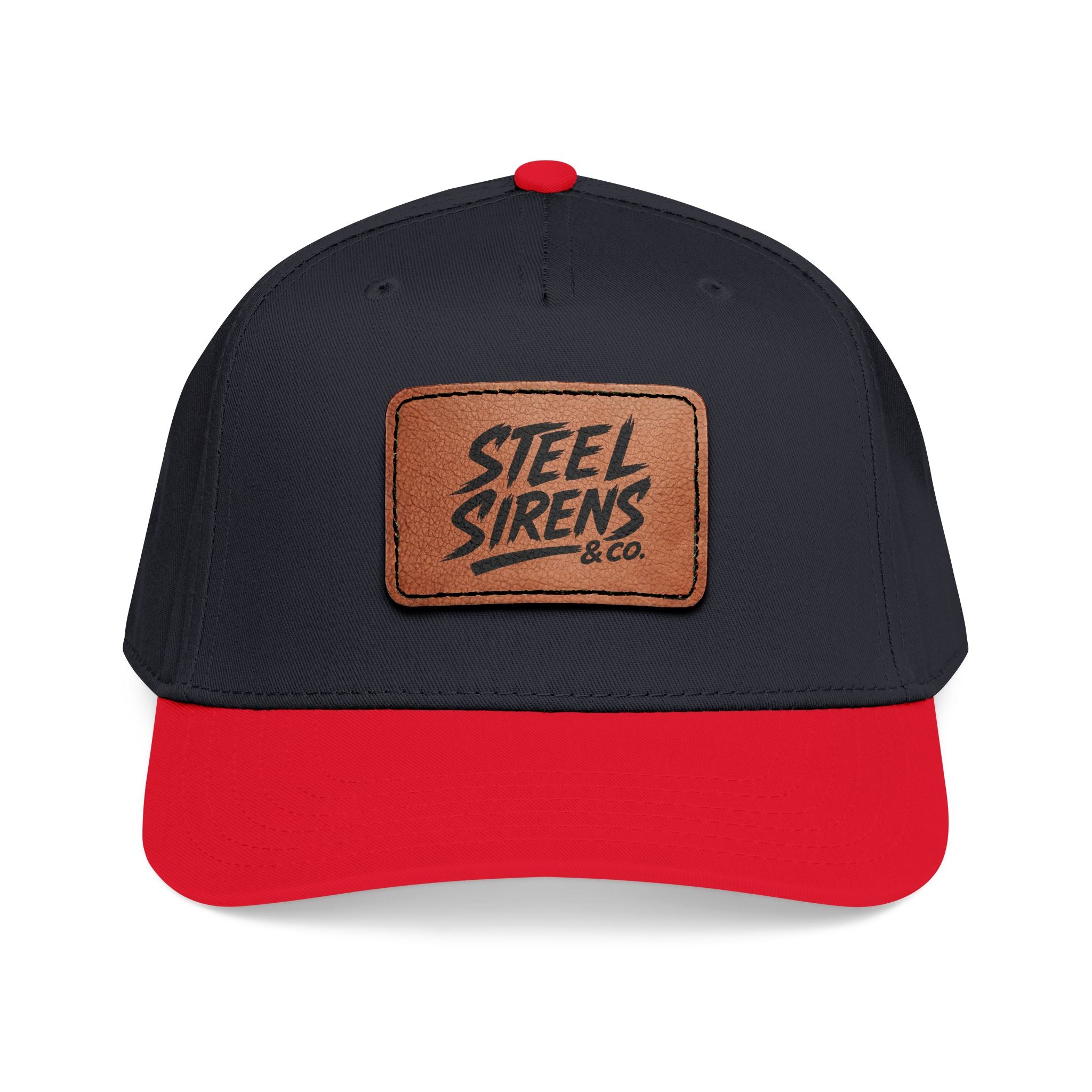 Leather Patch Baseball Cap — "Steel Sirens" Retro Logo