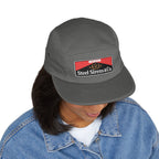 Steel Sirens & Co. Embroidered 5-Panel Cap — Khaki Vintage Patch Hat
