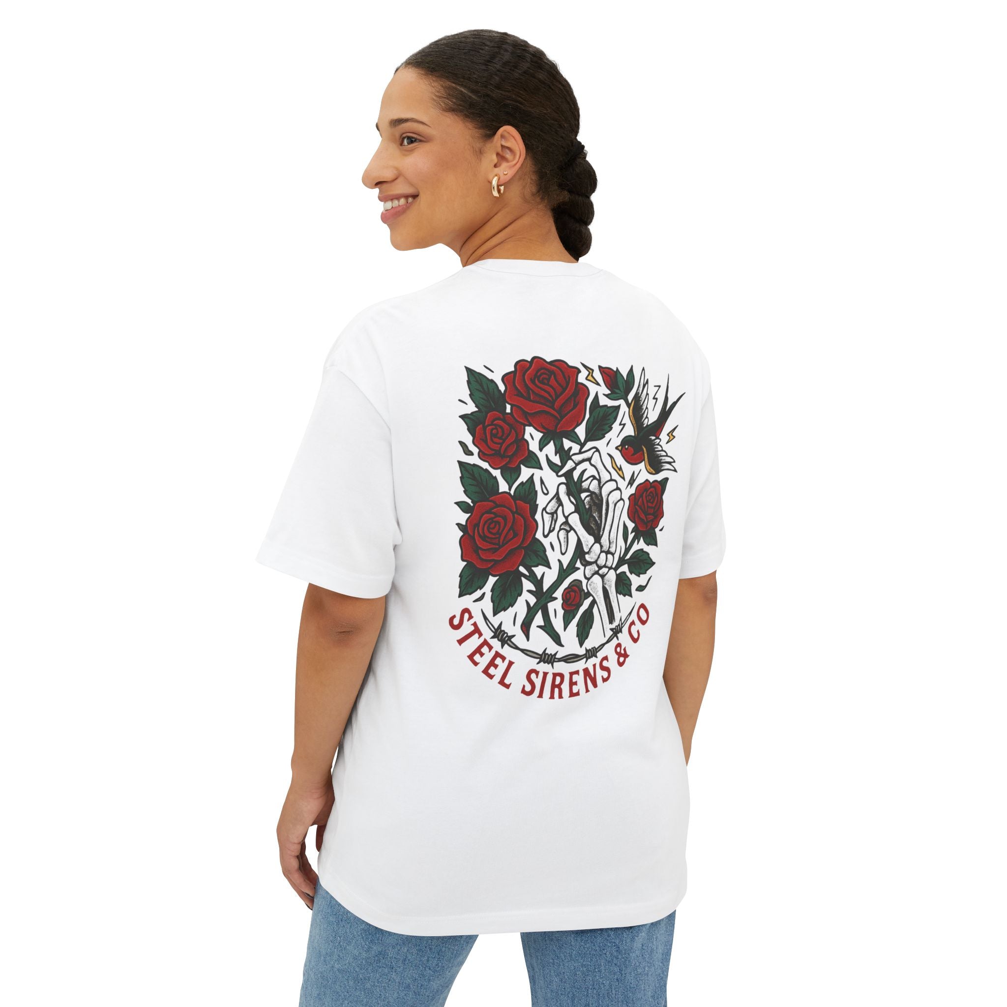 Skull Rose Unisex Oversized Boxy Tee