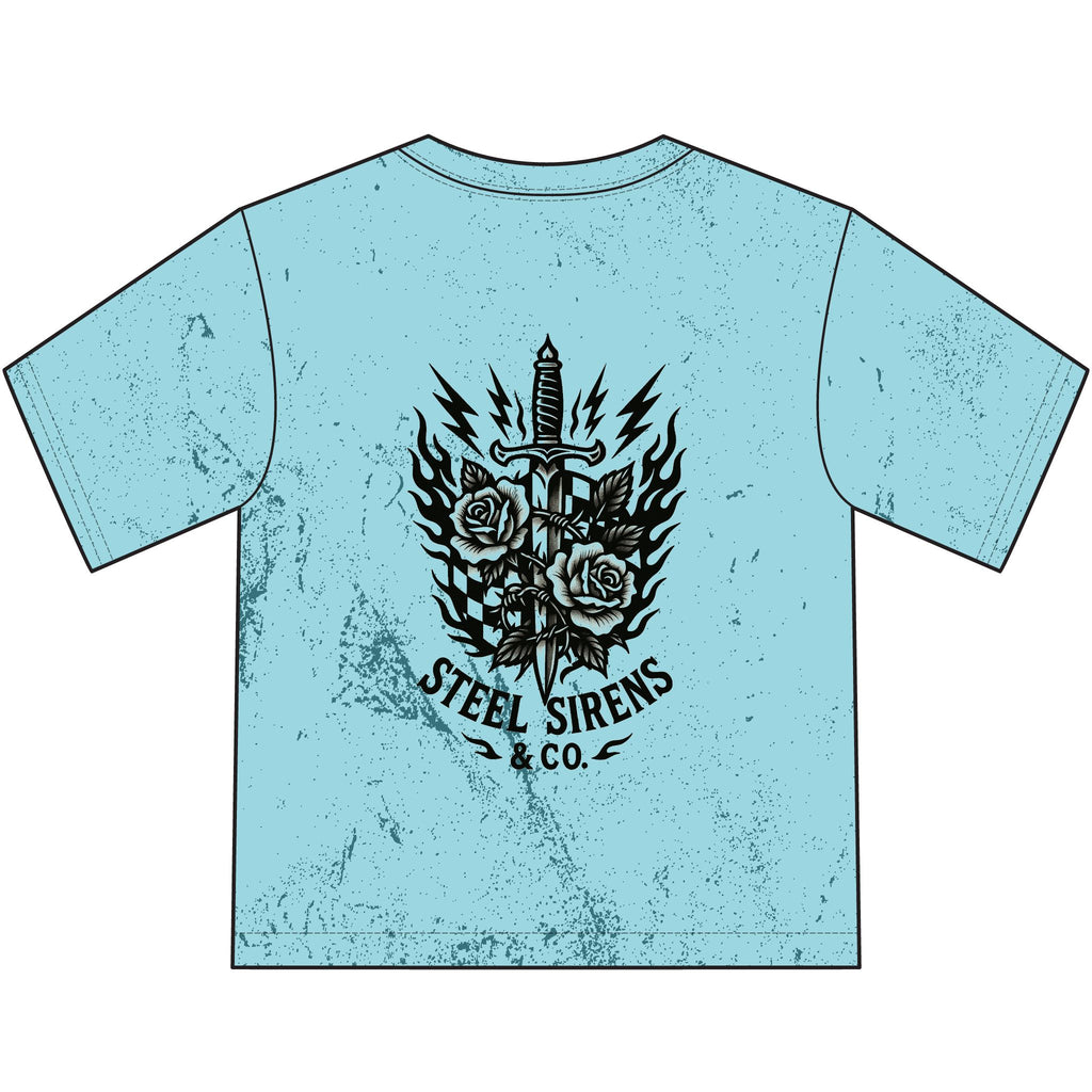 Steel Sirens Youth T‑Shirt — Vintage Dagger & Roses Graphic Tee
