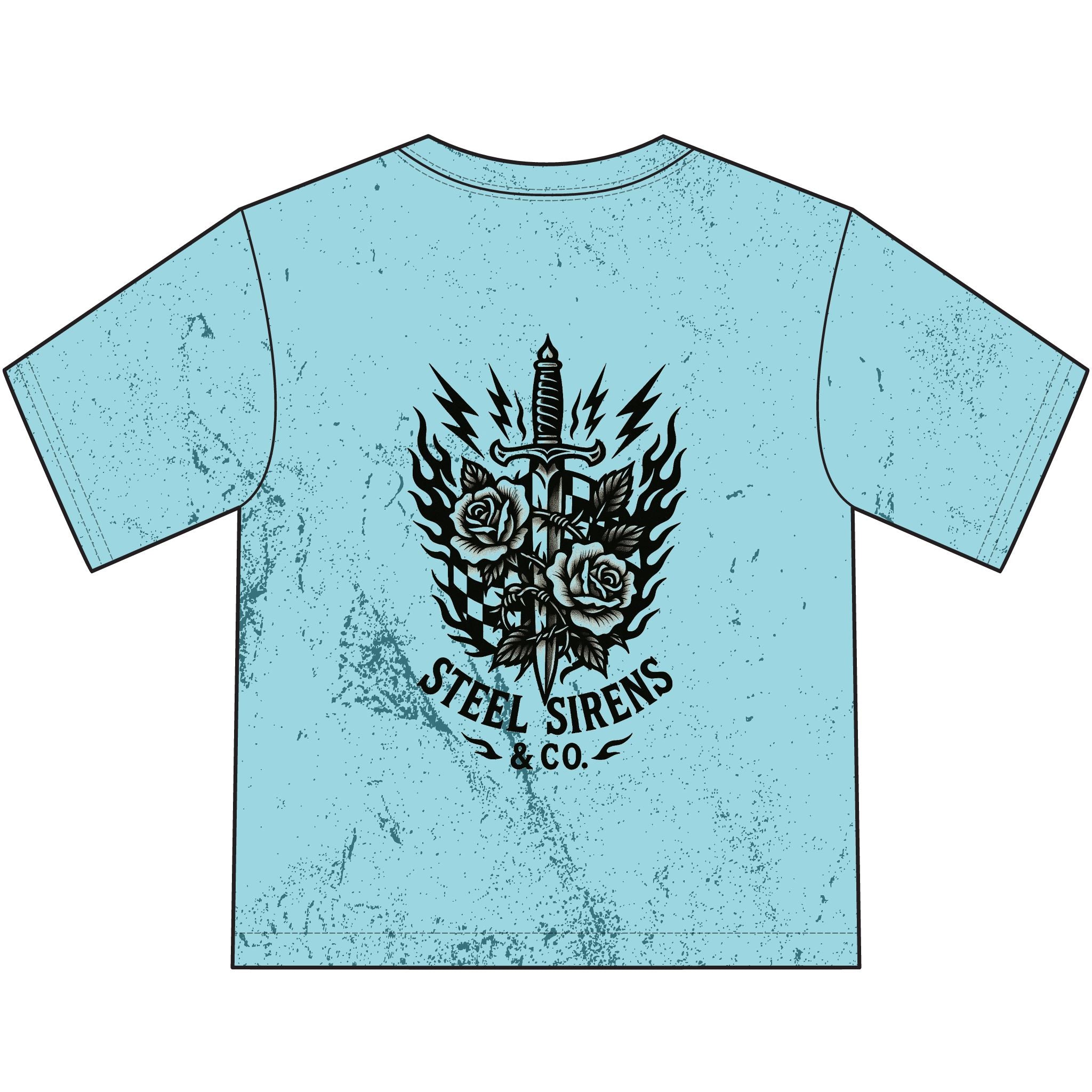 Steel Sirens Youth T‑Shirt — Vintage Dagger & Roses Graphic Tee