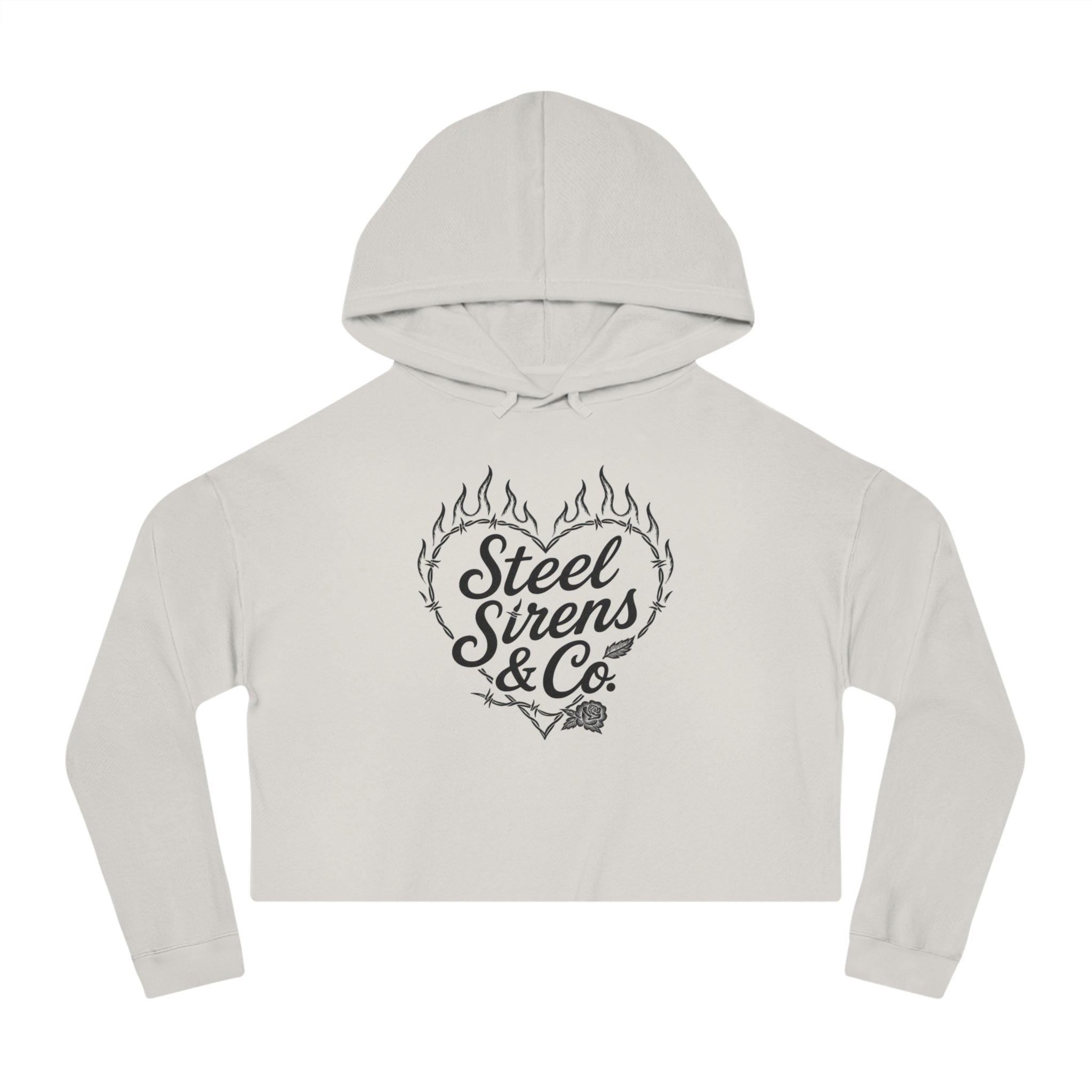 Cropped Hoodie — Steel Sirens & Co. Heart Flame Graphic