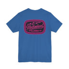 Motherhood Graphic Tee — 'Motherhood' Pink Checkerboard Logo T‑Shirt