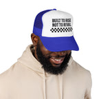 Trucker Hat — "Built to Rise Not to Rival" Vintage Patch Mesh Cap