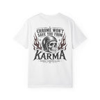 Karma Skull T-Shirt — "Chrome Won’t Save You From Karma" Moto Graphic Tee