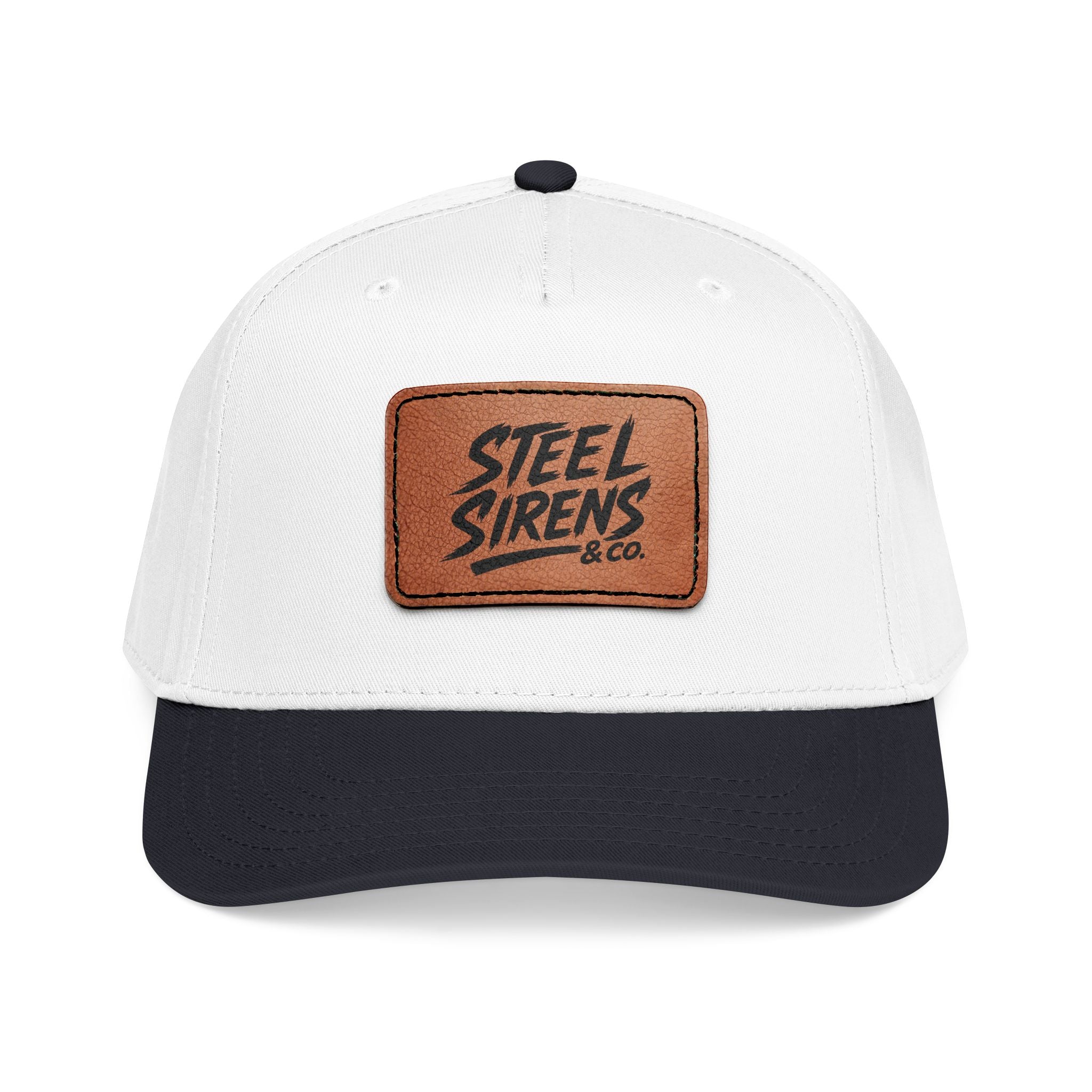 Leather Patch Baseball Cap — "Steel Sirens" Retro Logo